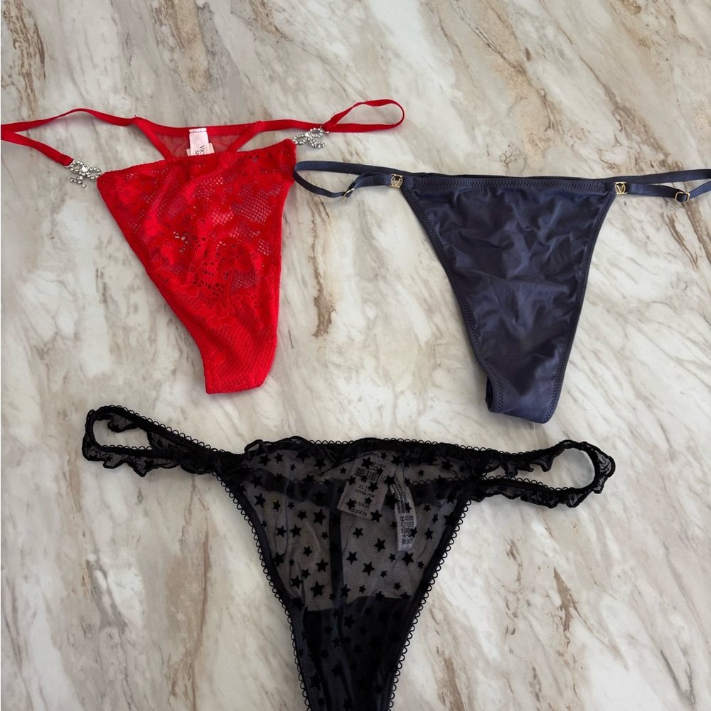 Victoria's Secret Red, Black, and Blue Panties Set